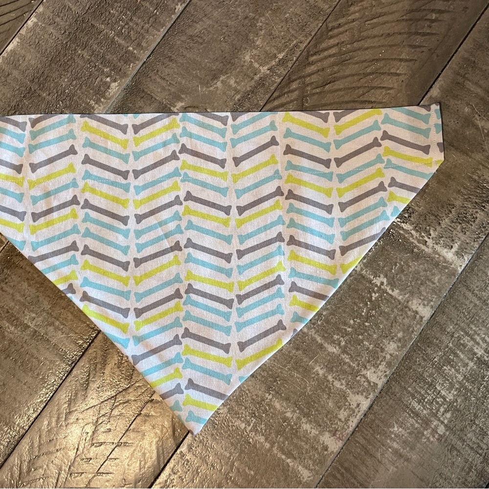 Blue and Gray Geometric Pet bandana brand NEW handmade